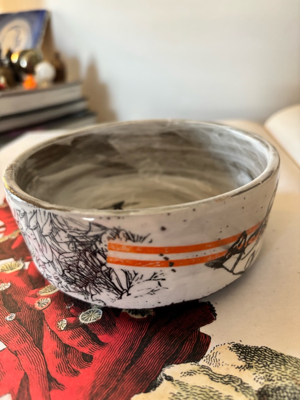 Joanna Kramer Small Bowl - Happy Doggies + Flower Design